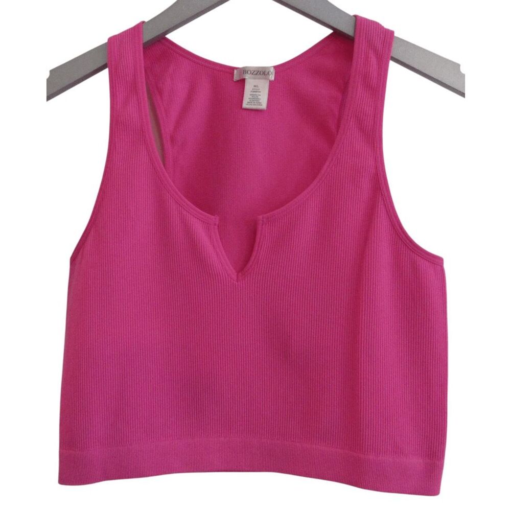 Bozzolo Pink Ribbed‎ Crop Tank Top M/L